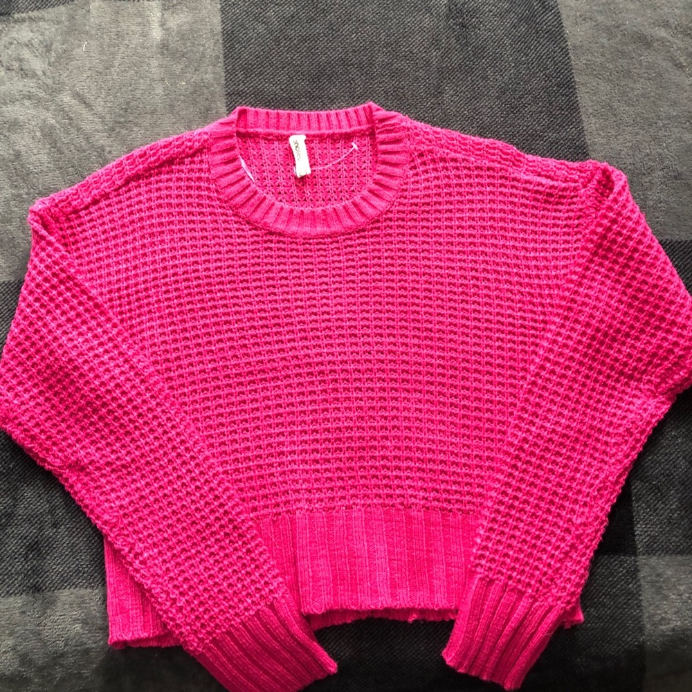 Bluenotes slightly cropped waffle knit crewneck